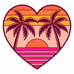 vector illustration of a heart on the beach