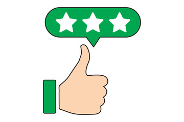 Customer review 5 stars rating with thumb up. Three Star Rating with thumbs up icon. Сustomer satisfaction icon. Reputation 5 stars icon with thumb up. 