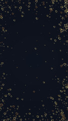 Gold hearts scattered on black background.