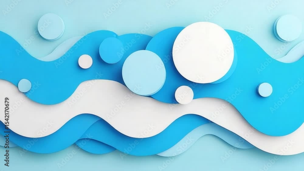 Poster abstract blue background with waves and circles in soft shapes for modern design and creative projec