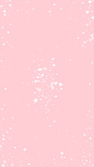 White hearts scattered on pink background.