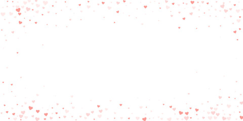 Red hearts scattered on white background.