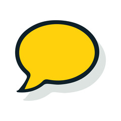 Yellow Shout Bubble Vector - Yellow Speech Balloon with Drop Shadow - Clean Graphic Element - 8