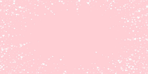 White hearts scattered on pink background.
