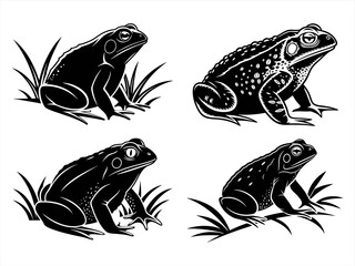 toad sihouette black vector bundle