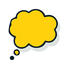 Yellow Shout Bubble Vector - Yellow Speech Balloon with Drop Shadow - Clean Graphic Element - 3