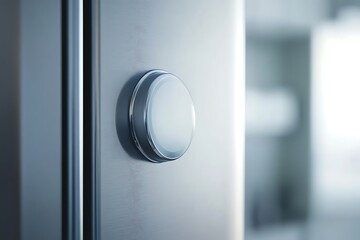 Realistic Round Magnet Mockup on Fridge with Soft Lighting