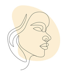 woman face profile one line art icon   continuous one line drawing of outline vector illustration 