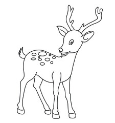 Cute cartoon hand drawn vector deer outline.