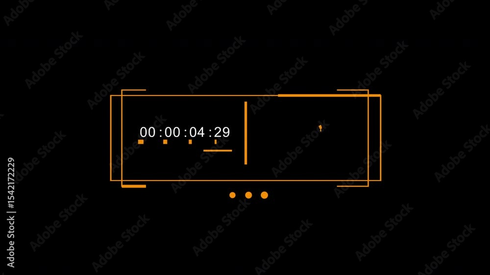 Poster animated countdown timer with orange geometric shapes on black background