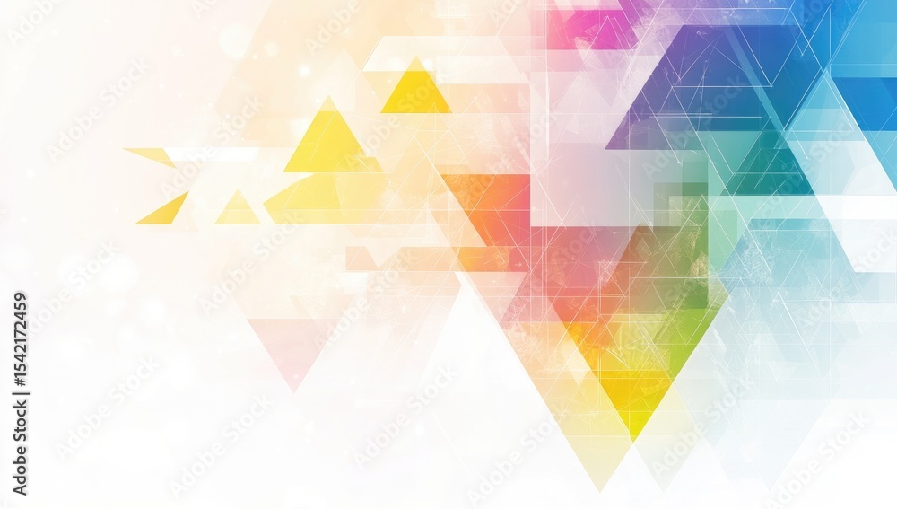 Poster abstract geometric design with overlapping triangles in pastel colors.