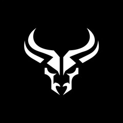  bull head symbol vector on black, clean lines and modern look, suitable for logos or mascots.