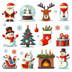 Christmasthemed icons include Santa snowman and gift