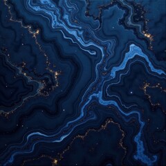 Fototapeta premium Dark blue geode-like texture with swirling mineral layers and glowing golden sparkles, blending cosmic elegance with gemstone-inspired depth. Generative, AI,