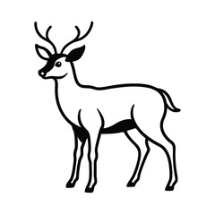 Black and white illustration of a deer