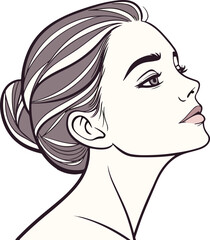 Minimalistic line art of a woman inside profile showcasing elegance, simplicity, and classic feminine beauty.