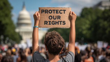 Daylight rally youth protest for their rights