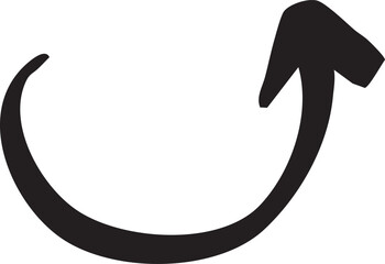 手書きの右上向き矢印　黒　ベクター