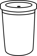 Black outline tall coffee cup drink from cardboard or plastic minimal illustration or clipart
