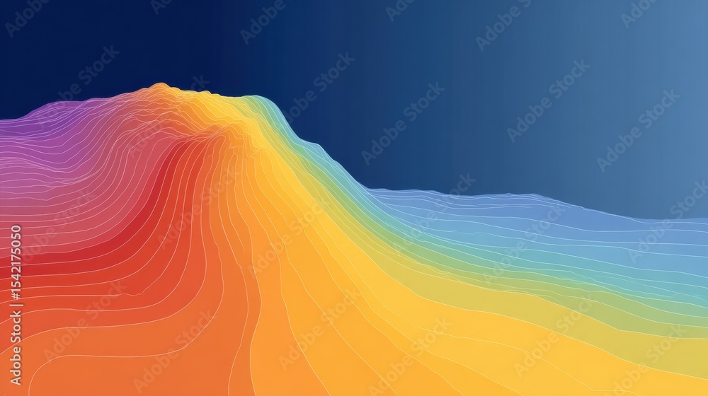 Poster Layered Gradient Lines Illustrate Emotional Complexity in Vibrant Colors Over a Smooth Background