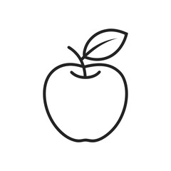 Fresh Apple Line Drawing - Simple Healthy Food Vector Icon, Diet & Wellness Symbol