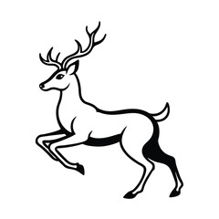 Black and white stag illustration leaping
