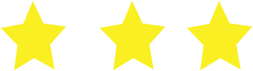 Three Yellow Five Pointed Stars White Background rating review