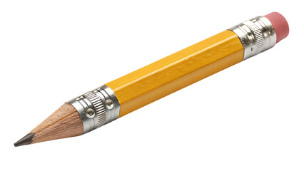 Yellow no 2 pencil with eraser isolated on transparent background