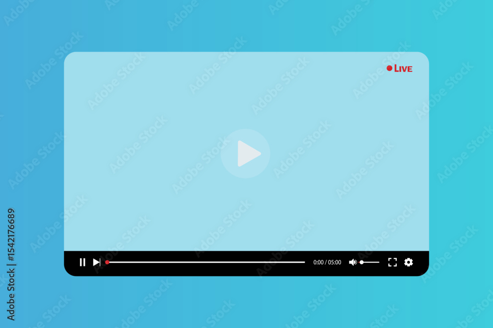 Poster video player vector template for web and apps