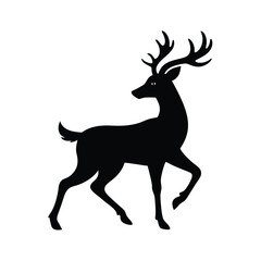 Black silhouette of a deer with large antlers