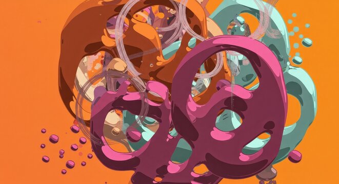 Abstract Swirling Paint Design Vibrant Colors and Fluid Forms