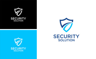 Protection business solution logo with path way icon vector . safety guard shield design template