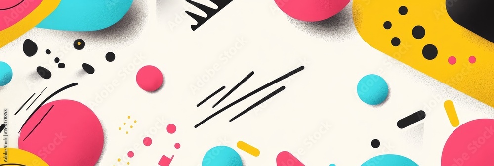 Poster abstract colorful shapes and lines on white background