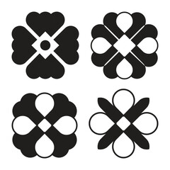 Set of love shape pattern vector design.