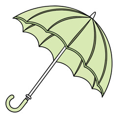 Simple and elegant illustration of a green umbrella representing protection, shade, and classic weather concept.