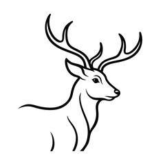 Elegant line art illustration of a deer head