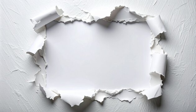 Papel roto con espacio en blanco sobre fondo blanco texturizado