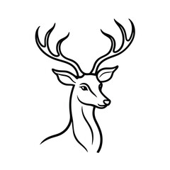 Elegant line art deer head with antlers