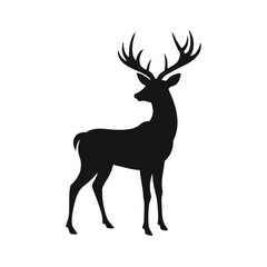 Black silhouette of a majestic deer with large antlers