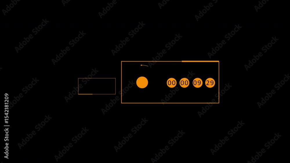 Poster countdown timer animation with orange geometric shapes on black background