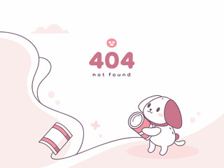 Modern flat design landing screen with bold 404 number and cute illustration for websites