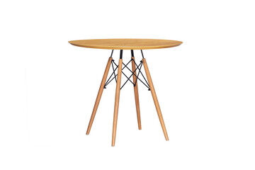 round wooden table isolated on white background. modern interior