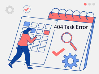Overdue task alert with 404 error message appearing in mobile calendar reminder interface