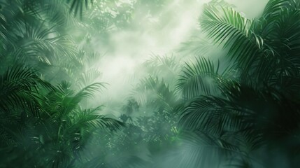 Tropical jungle misty background