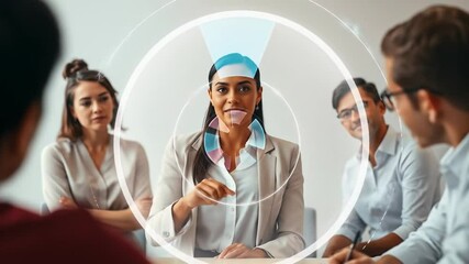 Interactive Meeting with Diverse Team Members and Advanced Data Visualization Overlay - Powered by Adobe