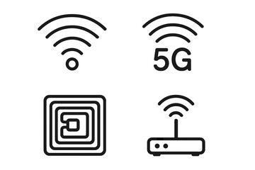 Understanding wireless technology symbols featuring 5G and connectivity icons in a modern design