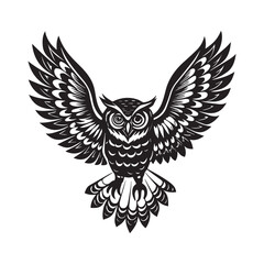 Owl silhouette vector illustration logo sticker tattoo