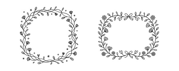 Vector set of linear frames. Abstract design elements for decoration or logo design templates in a modern style. Vector illustration.