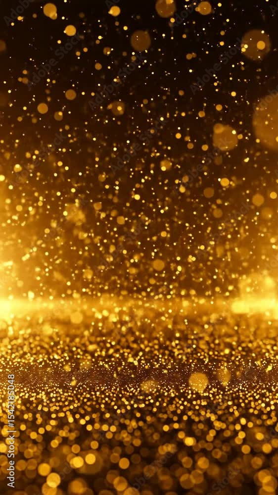 Poster golden sparkling background with bokeh effect for instagram