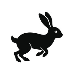 Rabbit hopping silhouette vector art illustration